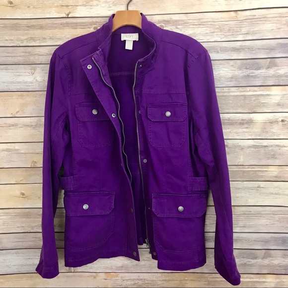 Ann Taylor LOFT Purple Jacket flap pockets coat - Picture 4 of 8